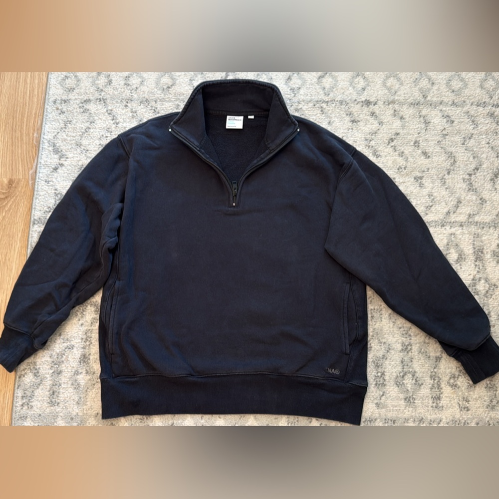 TNA Black Quarter-Zip Pullover Sweater